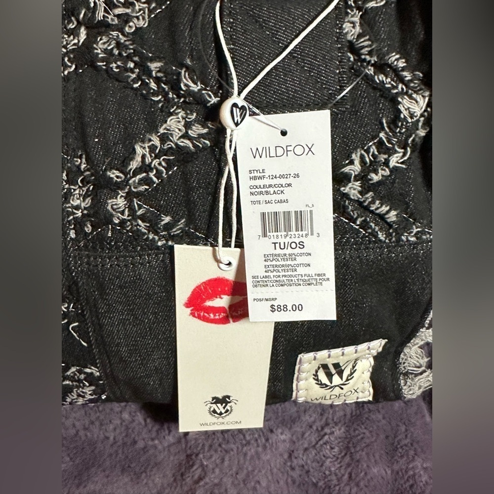 NWT WILDFOX Tote Bag Denim Black - Picture 2 of 11